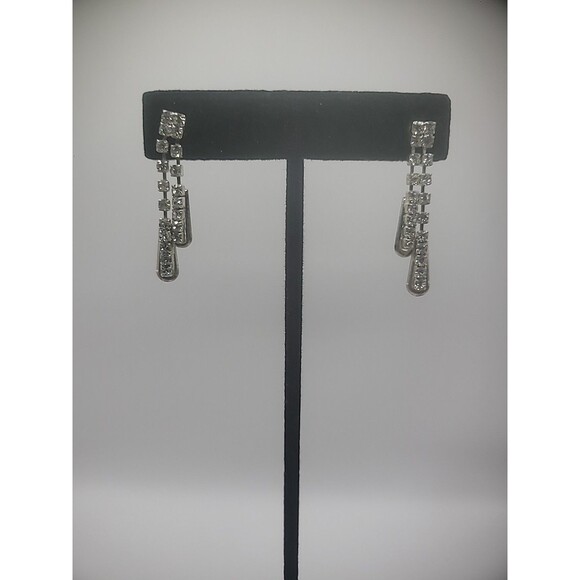 Vintage Earrings Womens Stud Pierced Drop Dangle Crystal Jewelry Costume - Picture 1 of 10